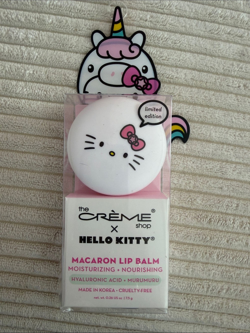 Hello Kitty the Crème Shop Macaron Lip Balm – White & Pink NIB
